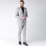 Men Grey Solid Single-Breasted Formal Suit